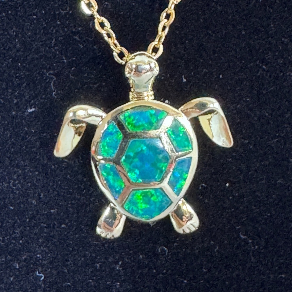 Gold Opal Stone Necklace - Picture 2 of 6